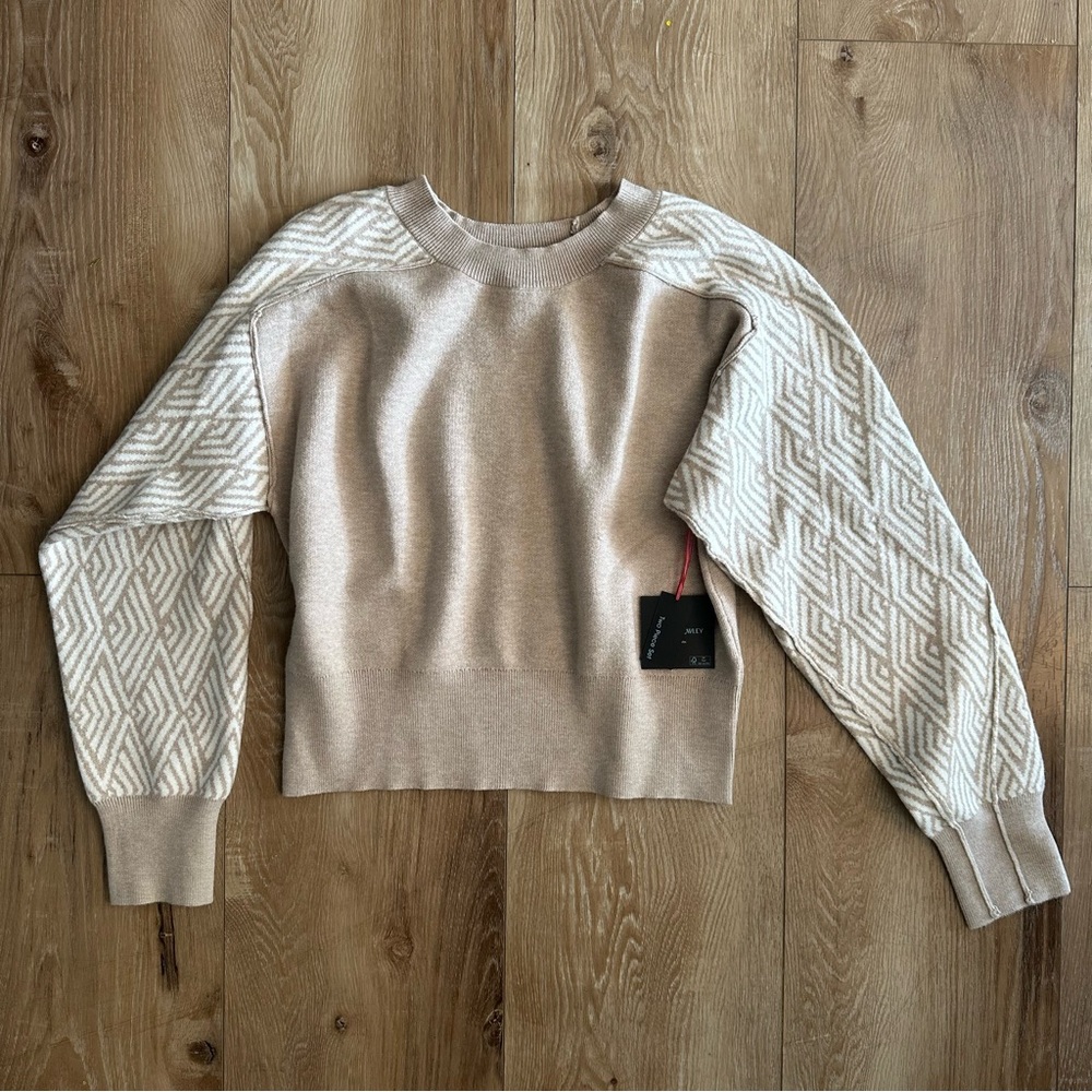 Crazy Soft Cynthia Rowley Tan/Brown/Cream Sweater With Diamond Patterned NWT Sml